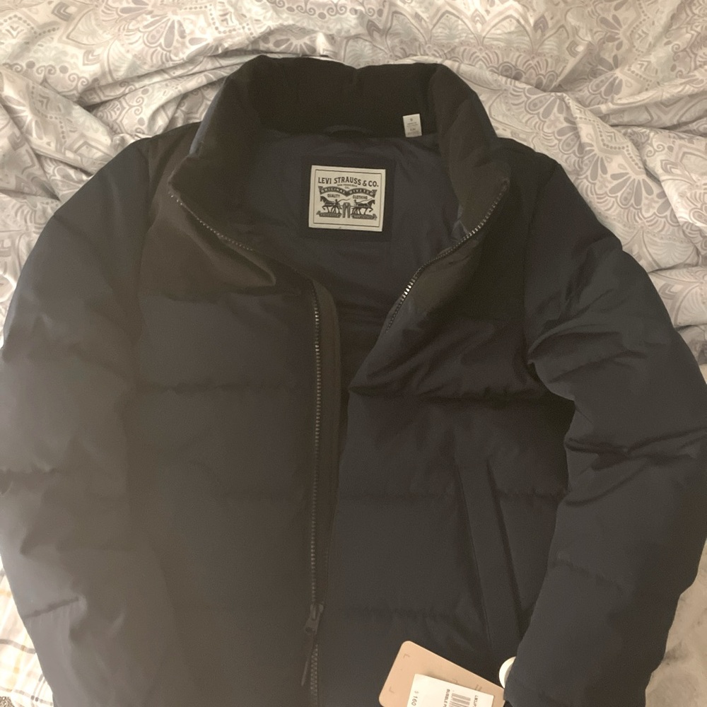 Levi's Mens Stretch Polyester Quilted Puffer Hoodie Jacket Camouflage Ca…